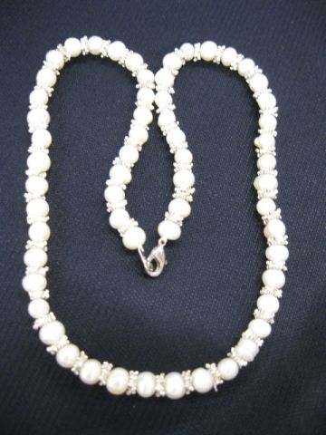 Pearl Necklace 59 Pearls with Silverspacers