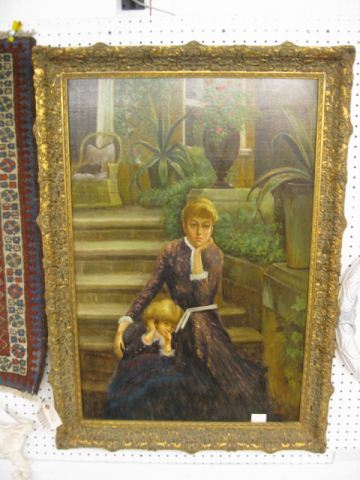 Allison Oil on Canvas of Mother & Daughterresting