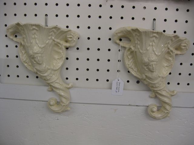 2 Pottery Wall Pockets cornucopia 14d799