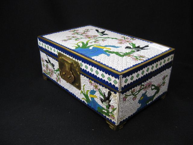 Chinese Cloisonne Jewelry Box bird 14d7c4