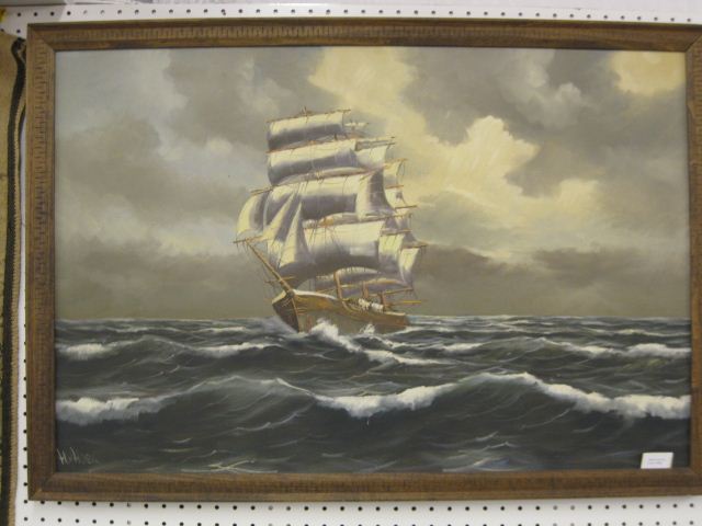 H Van Hoek Oil Sailing Ship at 14d7ca