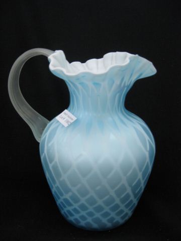 Blue Satin Art Glass Pitcher diamond