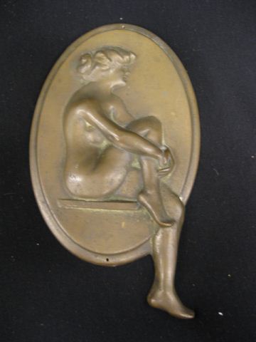 Bronze Plaque of Nude at Rest lady seated