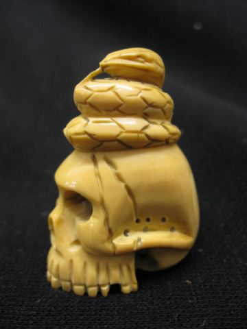 Carved Ivory Netsuke of Snake on