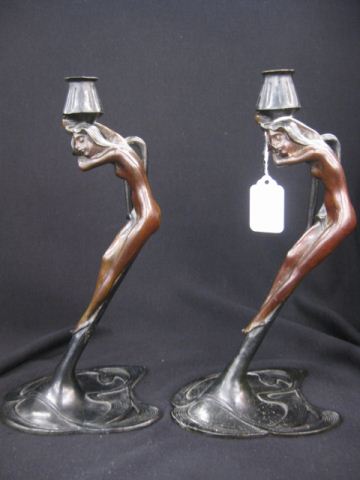 Pair of Art Nouveau Style Bronzed 14d805