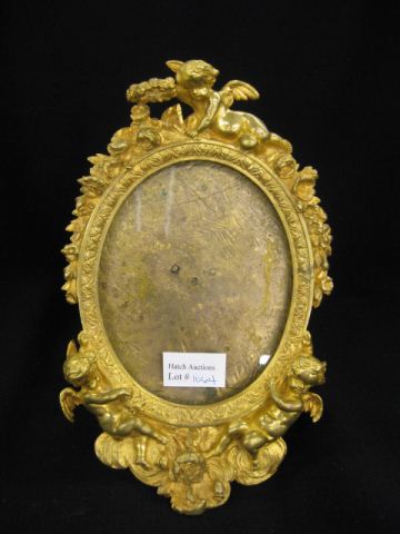 19th Century Brass Frame cherub & floral