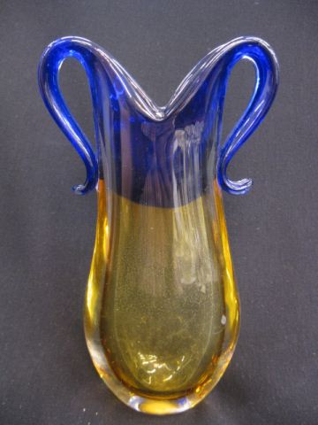 Murano Art Glass Vase coblat top with