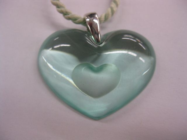 Lalique Aquamarine Crystal Heart 14d861