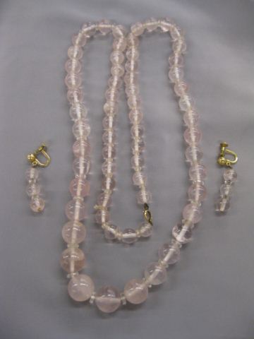 Rose Quartz Necklace & Earrings