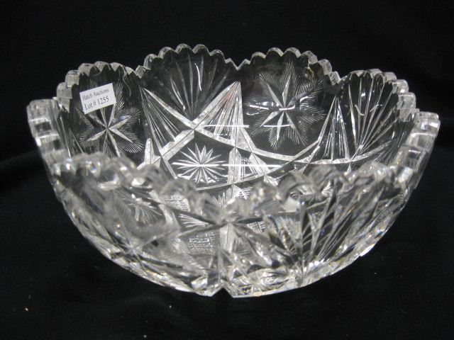 Cut Glass Bowl feathered star 8''