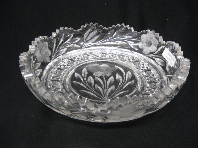 Cut Glass Low Bowl floral with cane