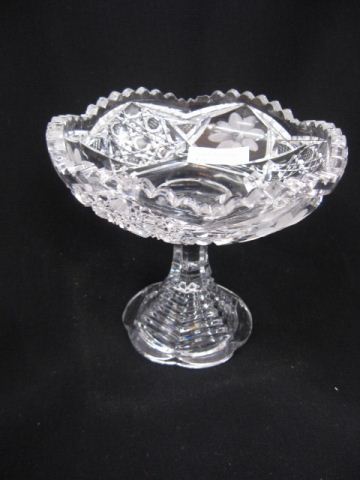 Cut Glass Compote hobstar floral 14d8cd