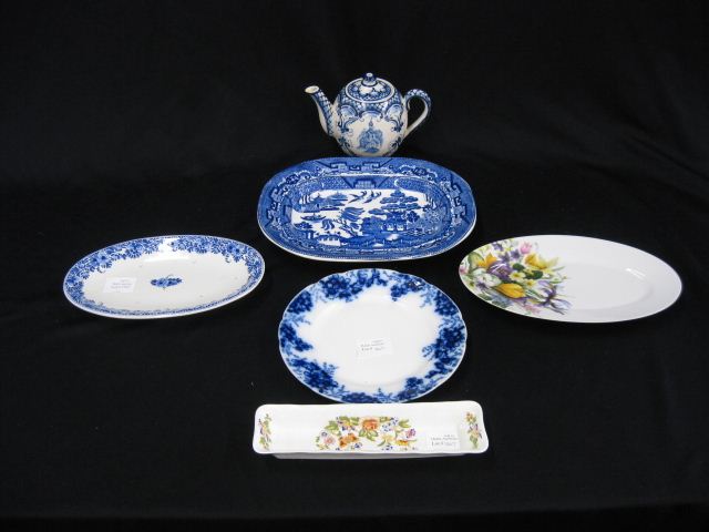 6 pc. Estate Lot;Delft teapot & oval