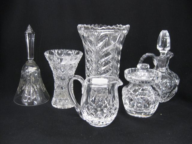 6 pcs. Cut Crystal;bell vases mustard