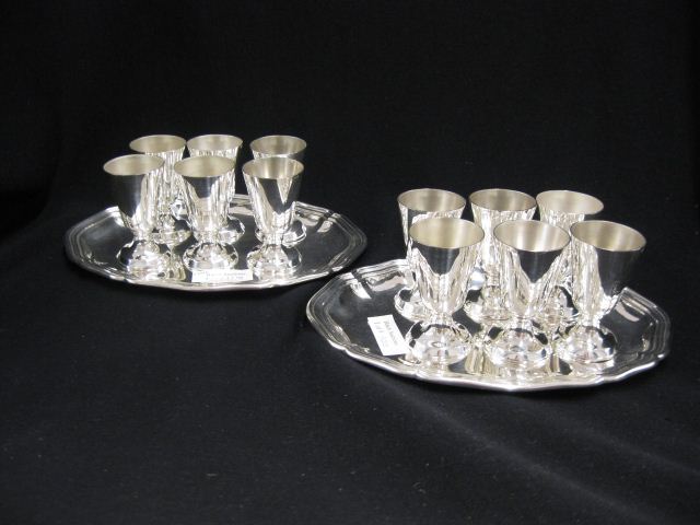 12 Silverplate Cordials & Two Oval