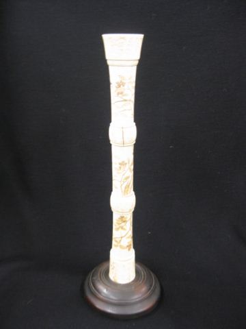 Oriental Carved Bone Candlestick