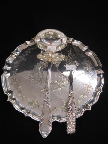 3 pcs. Silverplate;12 footed salver