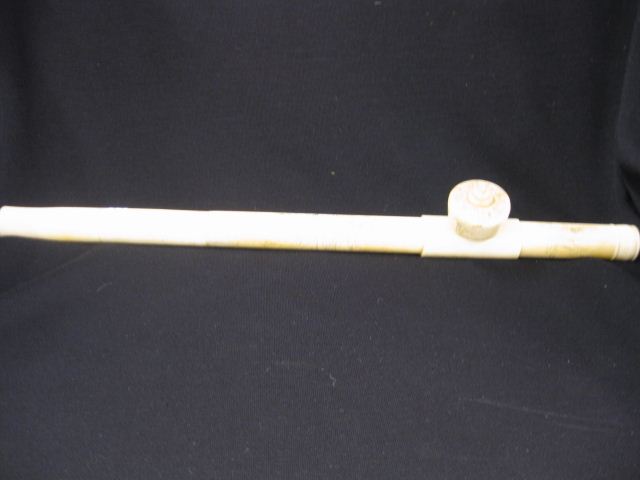 Oriental Carved Bone Pipe polychrome