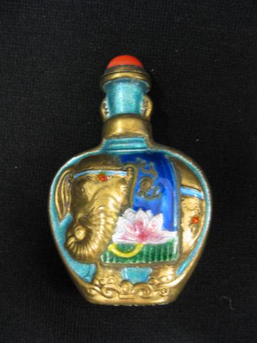 Chinese Snuff Bottle enameled brass 14d907