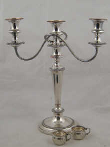 A silver plate three light candelabrum 14d938