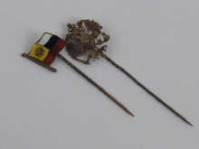 Two Russian silver stick pins one 14d933