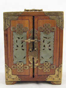 A brass mounted three drawer Chinese