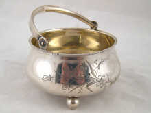 A Russian silver swing handled bowl