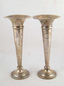 A pair of silver trumpet vases 14da16