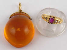 An antique 18 carat gold ruby and