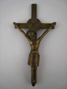 A cast brass crucifix.