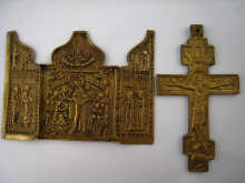 A cast brass Russian Orthodox crucifix