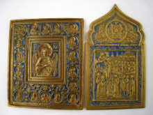 Two enamelled brass Russian icons.