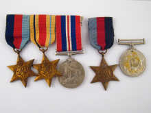 A group of WWII service medals