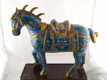 A large cloisonne enamelled horse