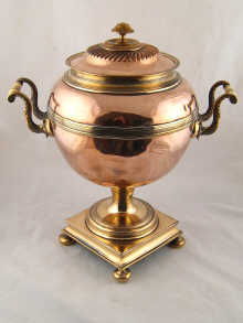 A globe shaped copper samovar c.1890