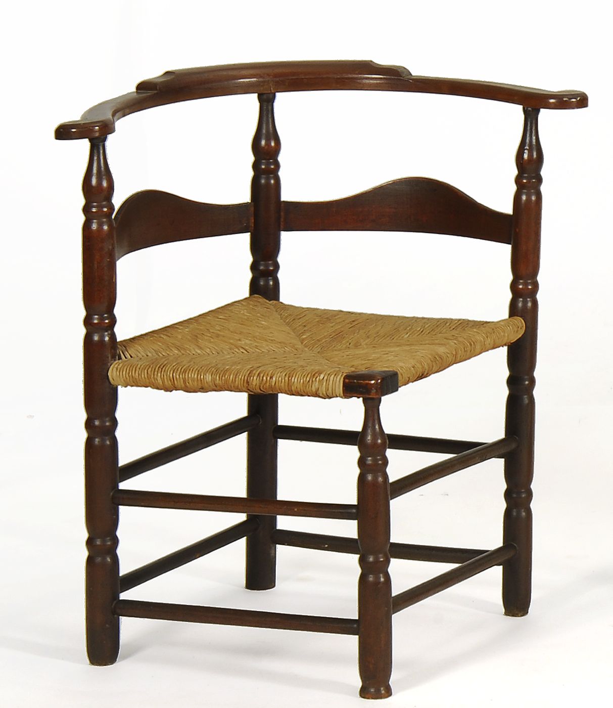 ANTIQUE RUSH-SEAT CORNER CHAIRSoutheastern