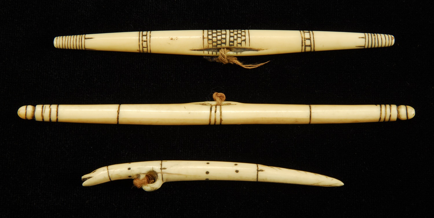 THREE INUIT WALRUS IVORY SYMBOLIC