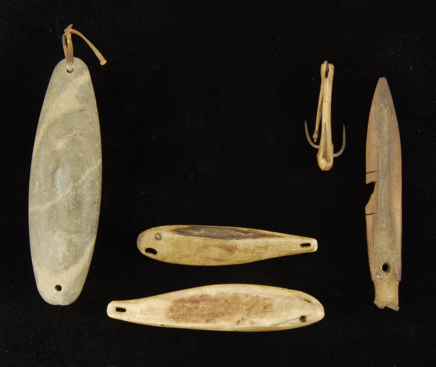 FIVE INUIT FISHING OR HUNTING IMPLEMENTS19th