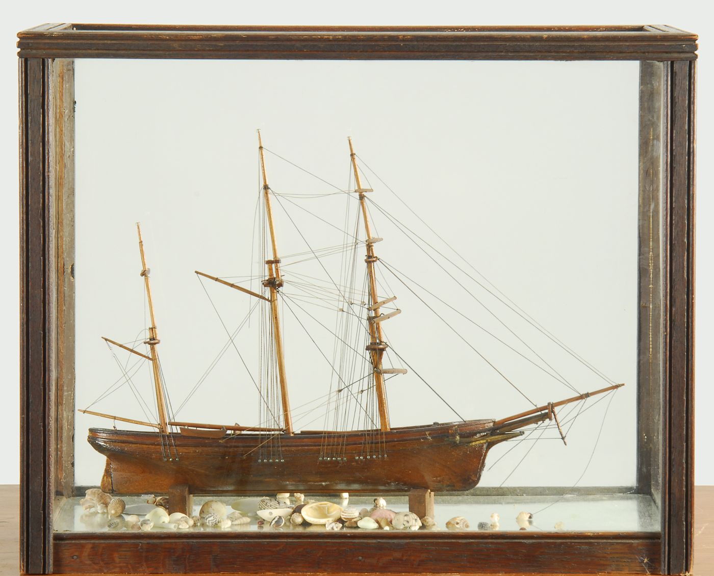 CASED MODEL OF A THREE-MASTED SAILING