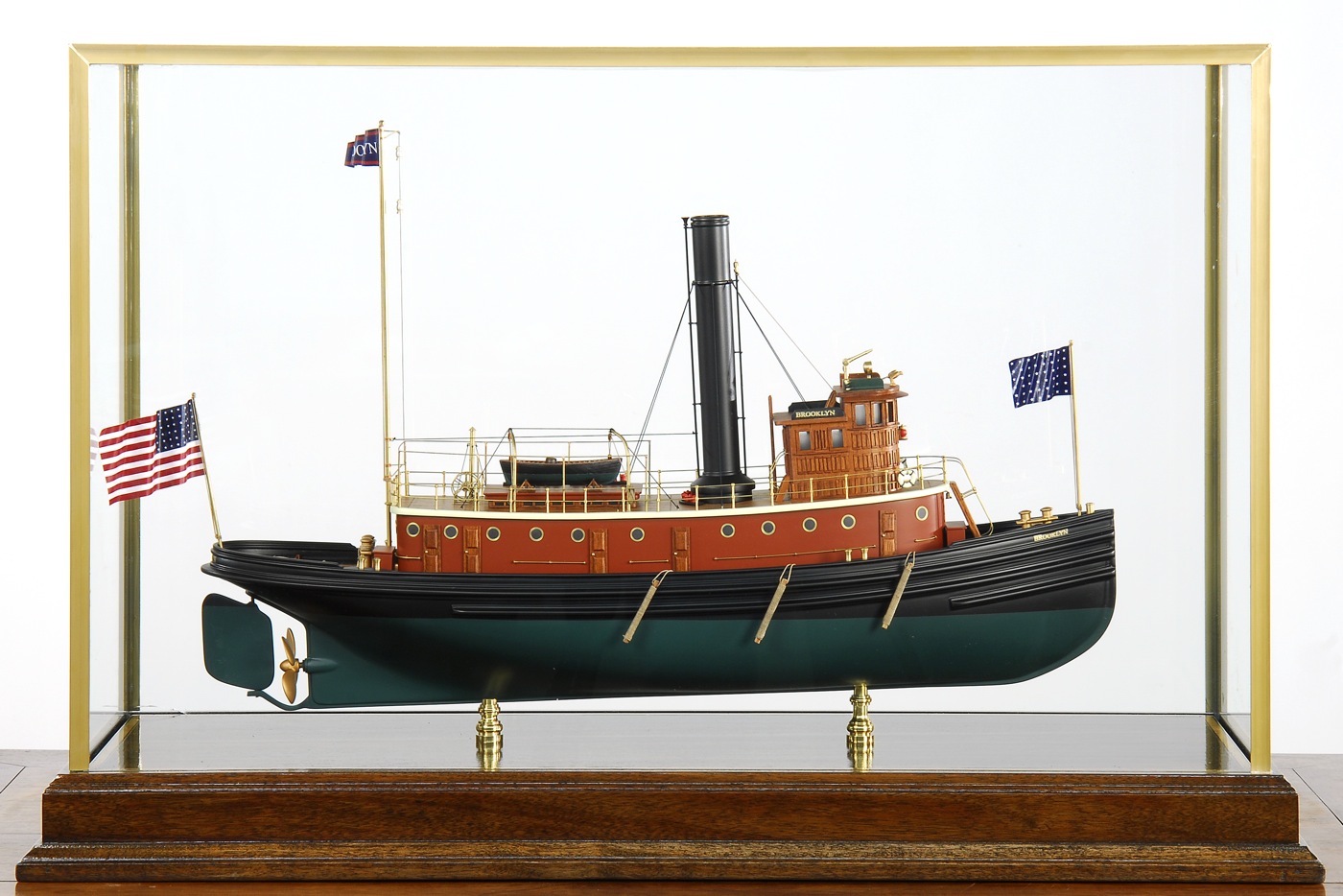 CASED MODEL OF THE TUGBOAT BROOKLYNMounted