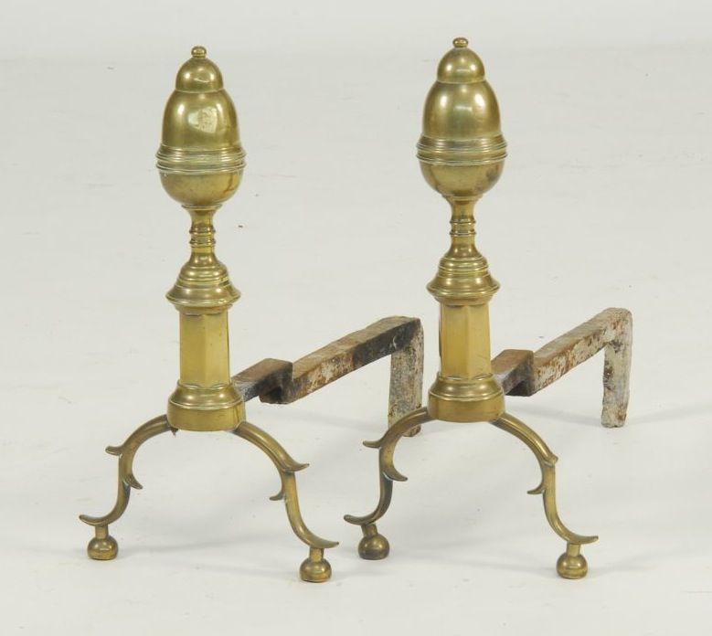 PAIR OF ANTIQUE AMERICAN BRASS 14dc6a