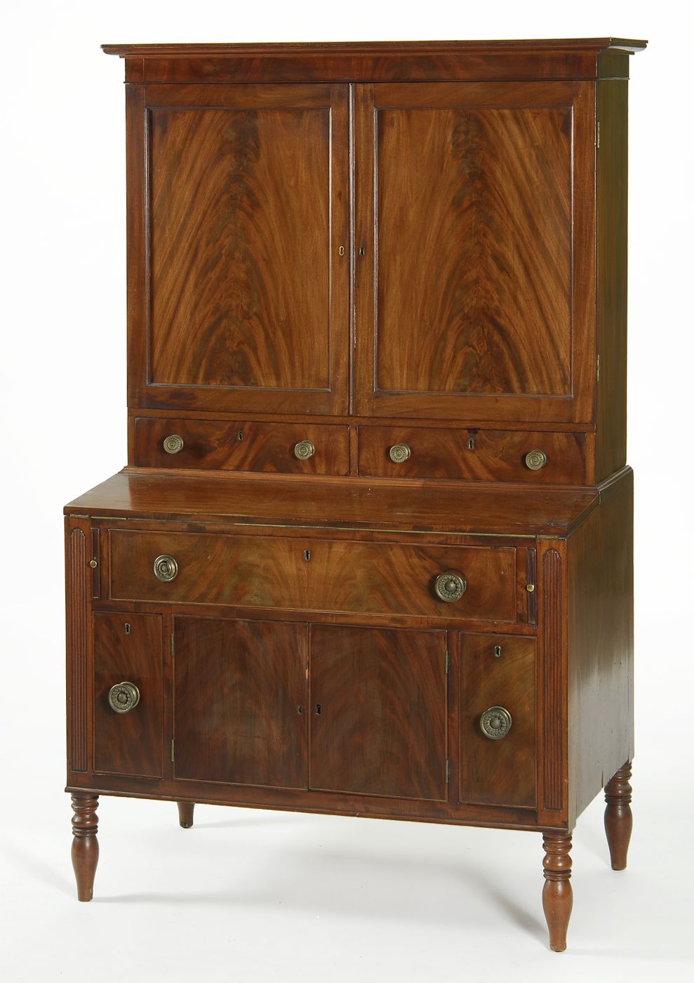 ANTIQUE AMERICAN SHERATON CUPBOARD/SECRETARYCirca