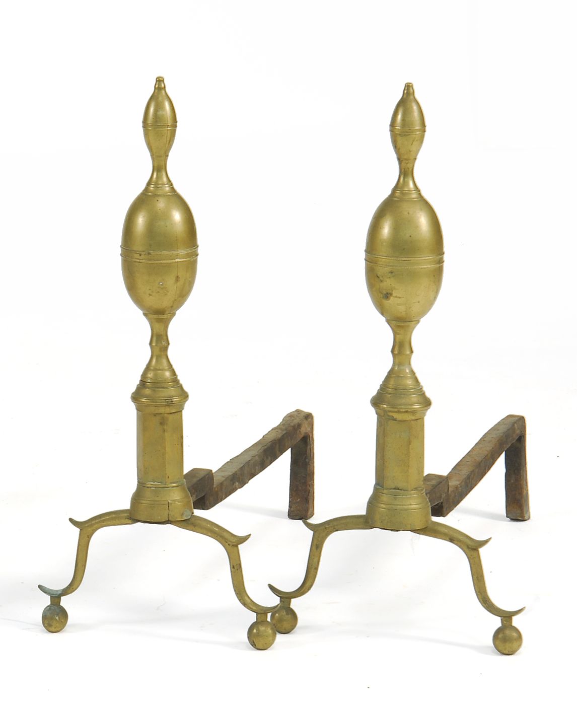 PAIR OF BRASS ANDIRONS AND PAIR 14dd70