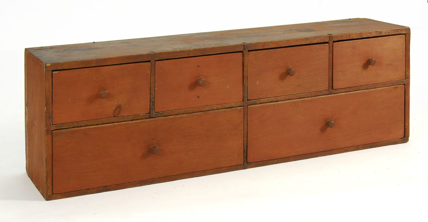 ANTIQUE AMERICAN TABLETOP SIX-DRAWER