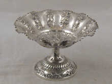 A silver bon bon dish on pedestal