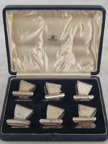 A boxed set of six silver Art Deco