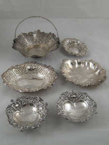 Five hallmarked silver bon bon dishes