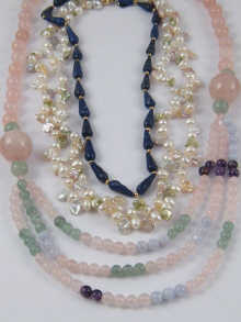 A row of lapis lazuli beads with