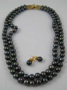 A grey cultured pearl two row necklace 14de03