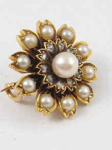 A pearl and diamond Edwardian floral